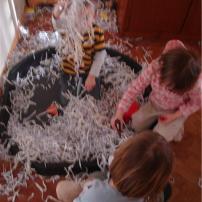 Playing with shredded paper